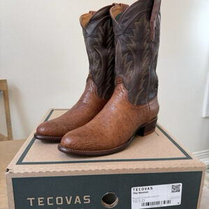 MSRP $395 Tecovas “Weston” Men’s 10.5D Russet Smooth Ostrich Exotic Cowboy Boots
